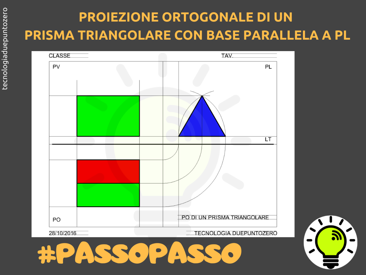 Proiezione Ortogonale Di Un Prisma A Base Triangolare Proiezione ortogonale di un prisma triangolare con base parallela al PL